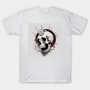 An Ink Illustration of a Skull T-Shirt